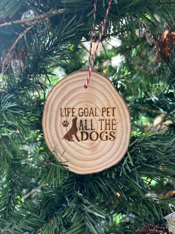 Life Goal Dog Wood Ornament