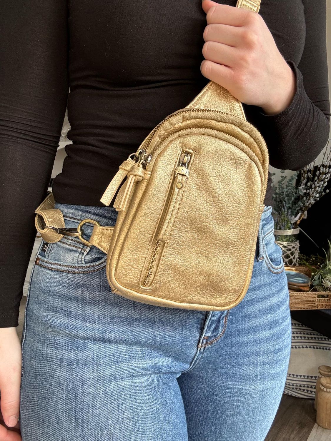 Metallic Gold Skyler Sling Bag