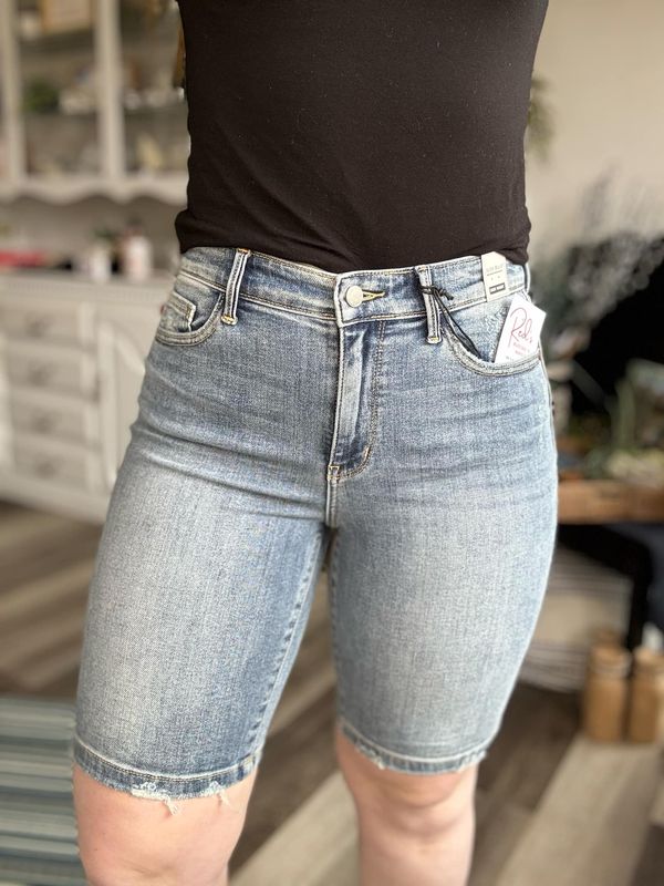 Judy Blue High Waist Vintage Wash Bermuda Shorts