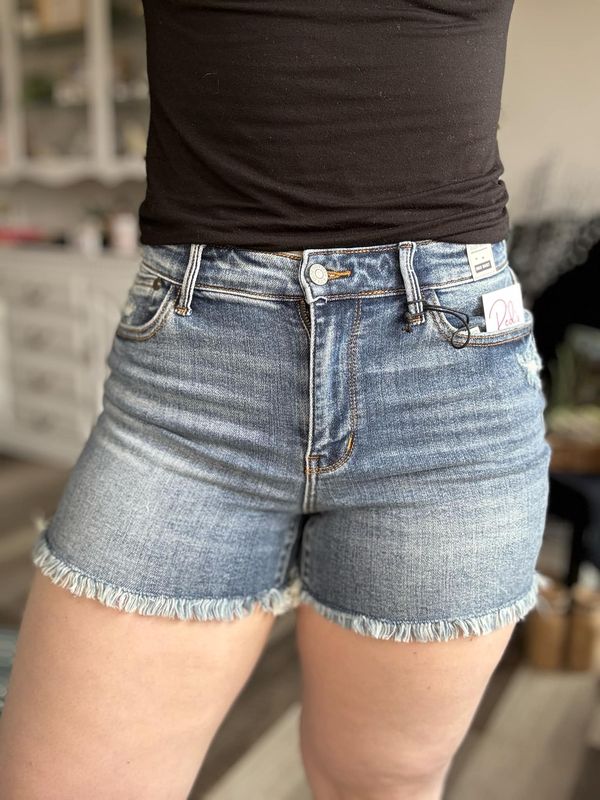 Judy Blue High Waist Vintage Wash With Fray Hem