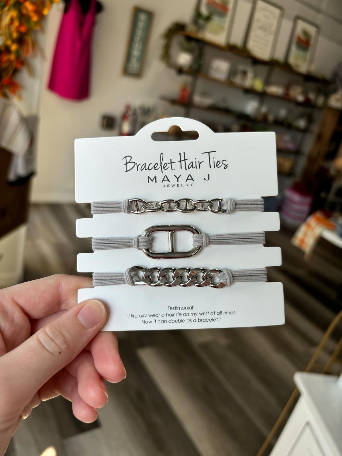 Gray Bracelet Hair Ties, Color: Alexis