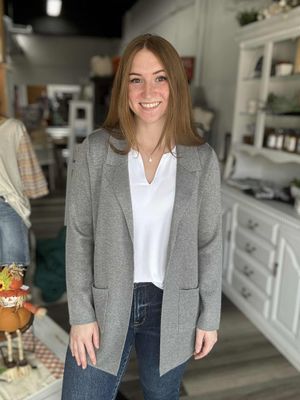 Heather Gray Blazer Cardigan