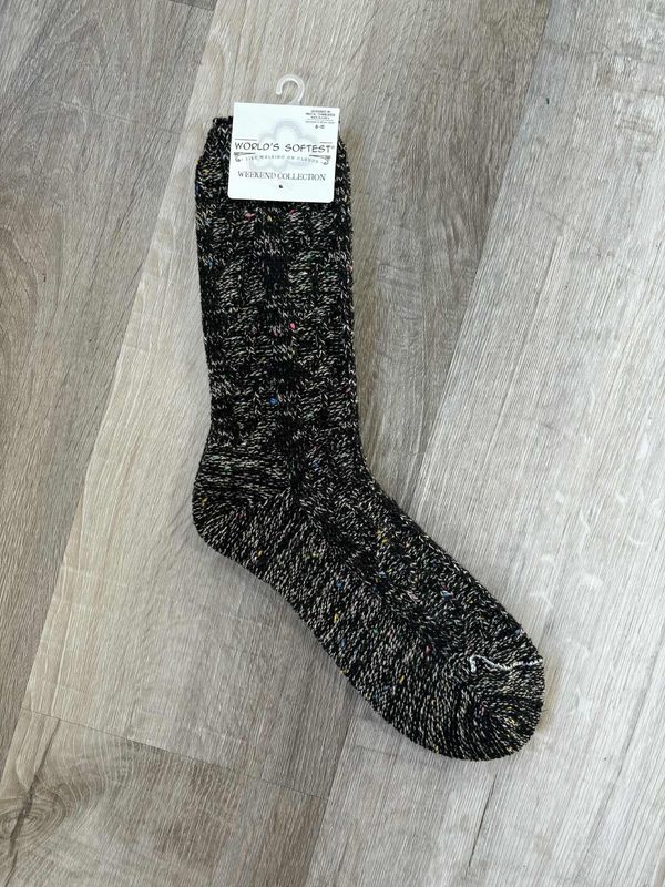 Black Confetti Weekend Ragg Cable Crew Sock