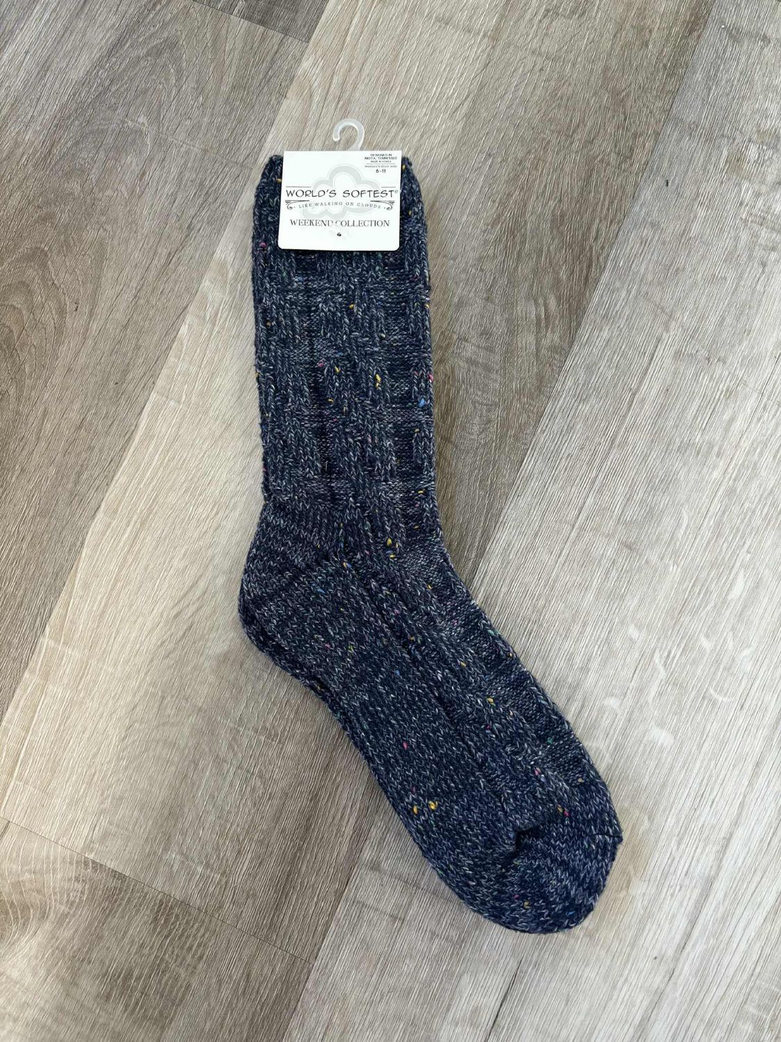 Denim Confetti Weekend Cable Crew Sock