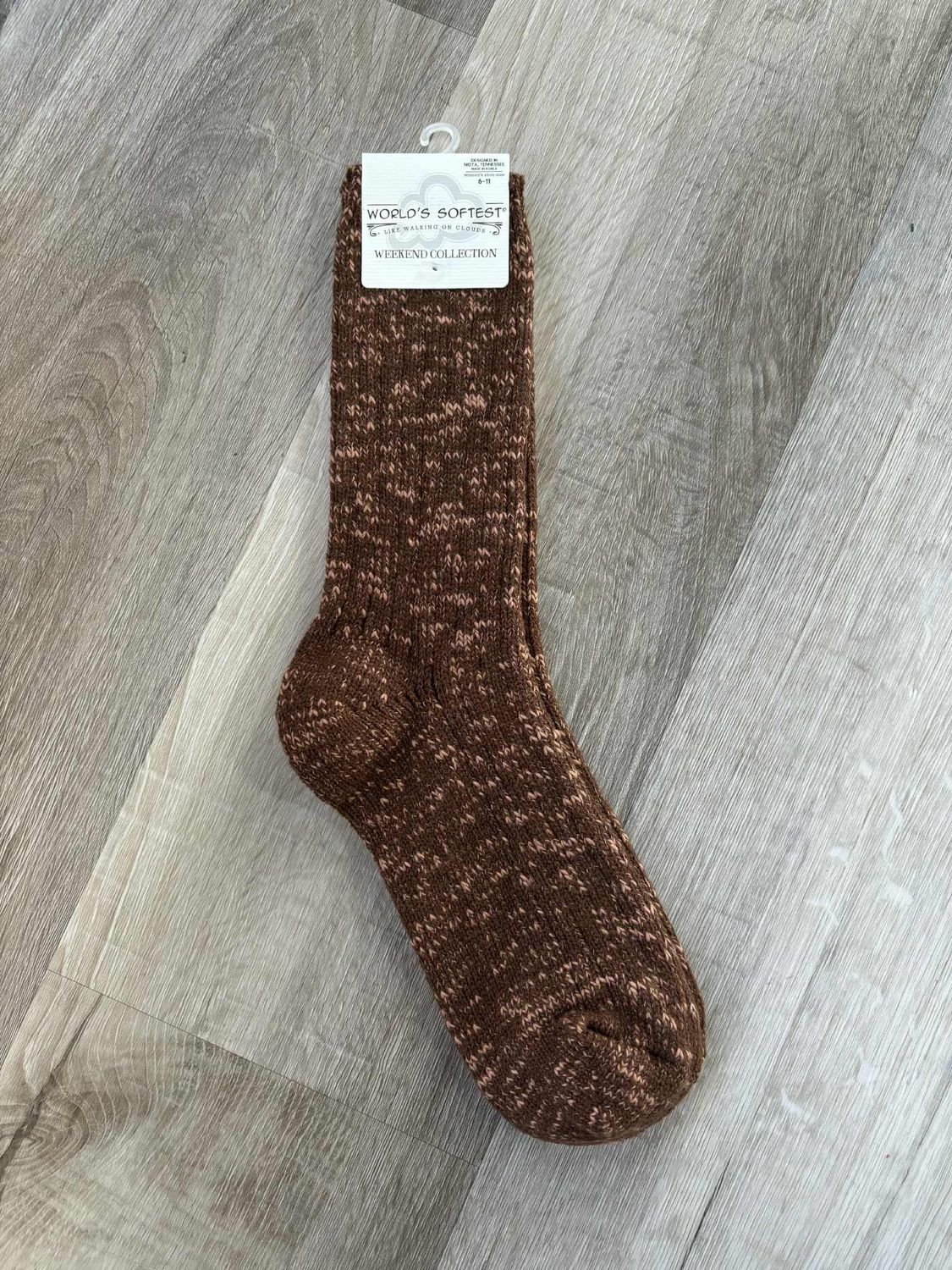 Coffee Weekend Cotton Slub Marled Crew Sock