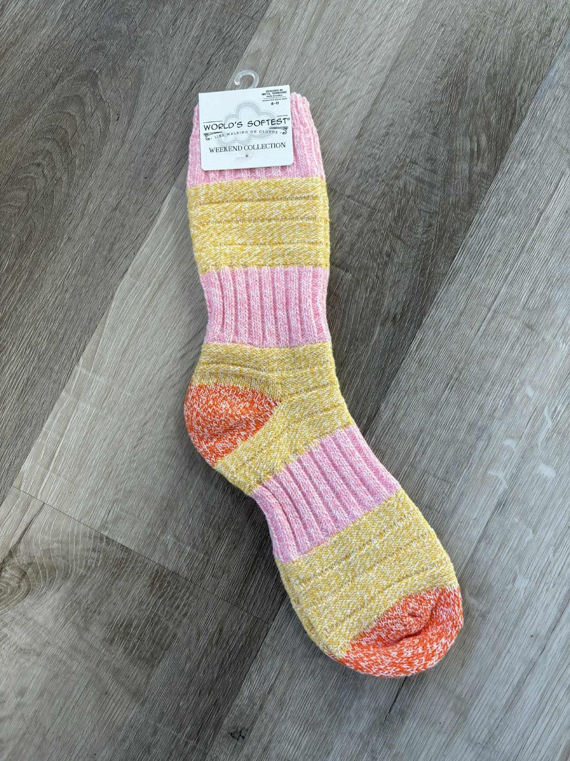 Pink-Honey Weekend Patch Crew Sock