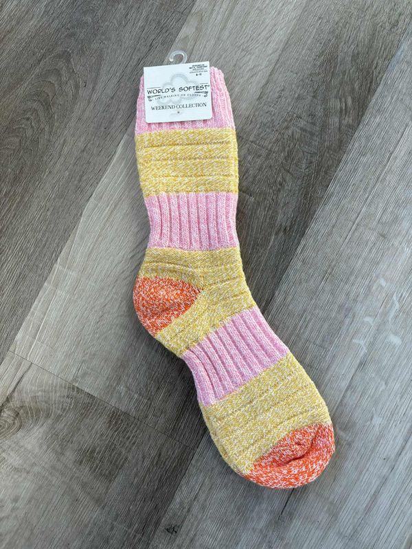 Pink-Honey Weekend Patch Crew Sock