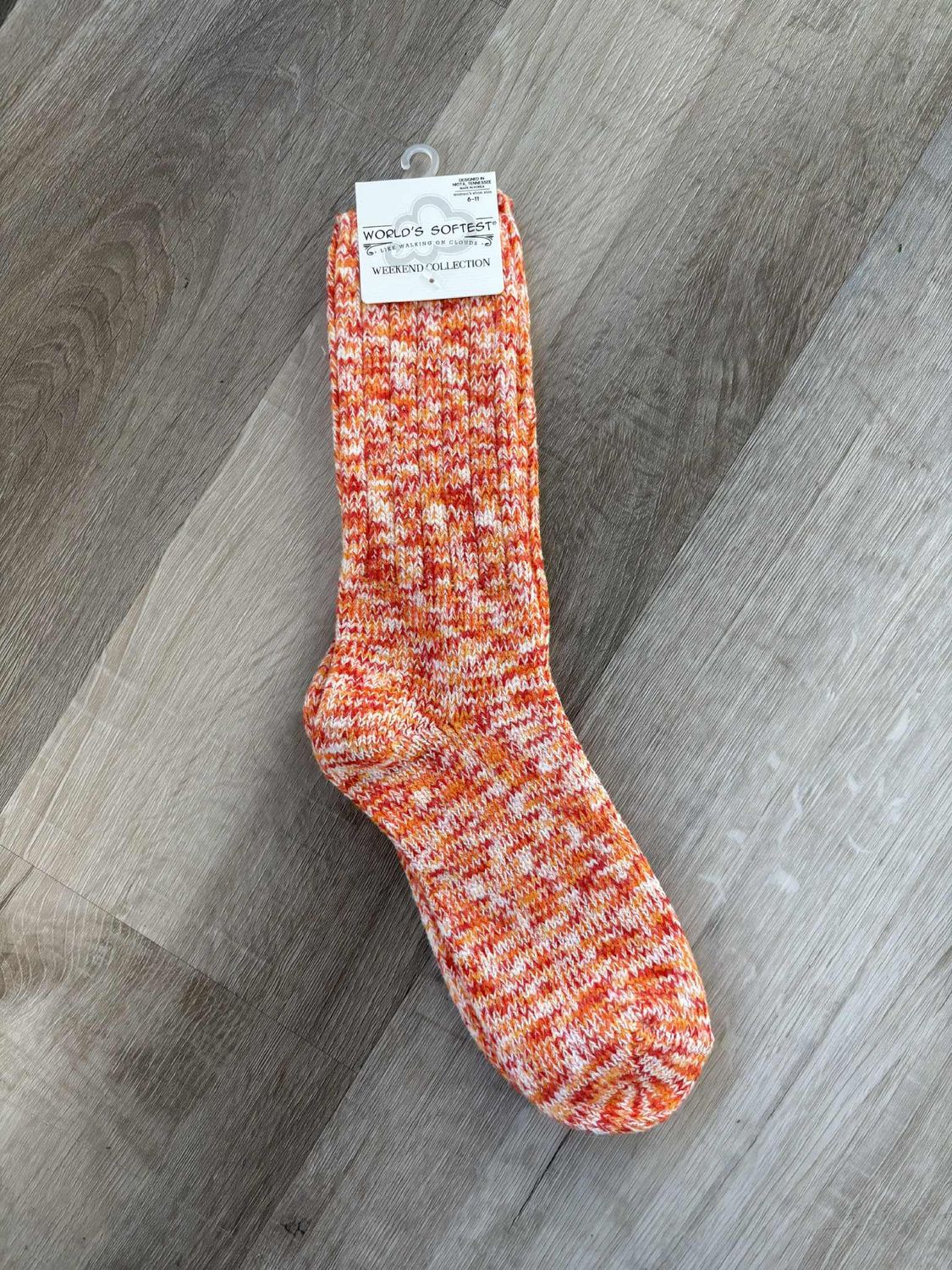 Orange Weekend Ragg Crew Sock