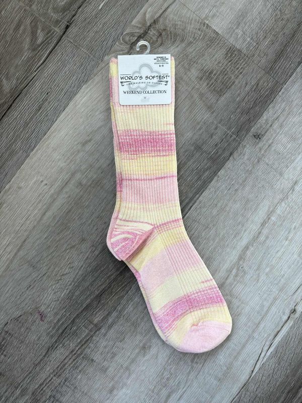 Pink Lemonade Weekend Rib Light Crew Sock
