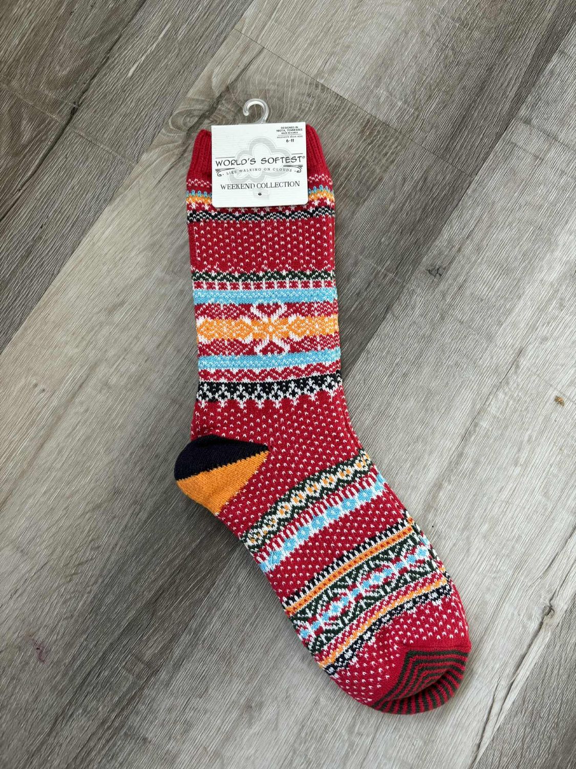 Red Multi Holiday Seasonal Crew Sock
