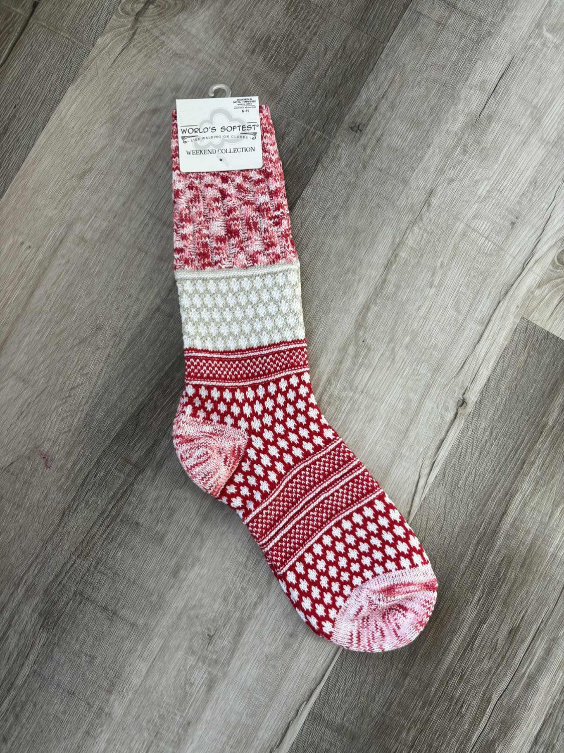 Peppermint Multi Holiday Gallery Textured Crew Sock