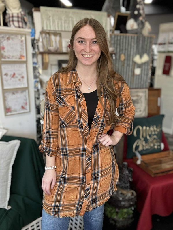 Pumpkin Washed Plaid Tunic 