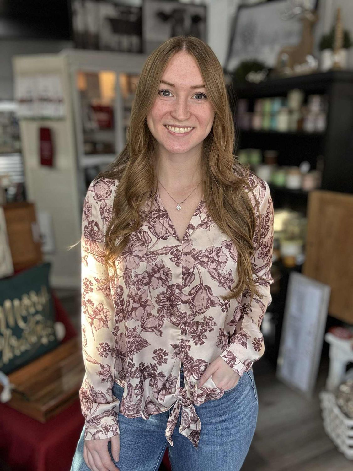 Tie Front Satin Blouse