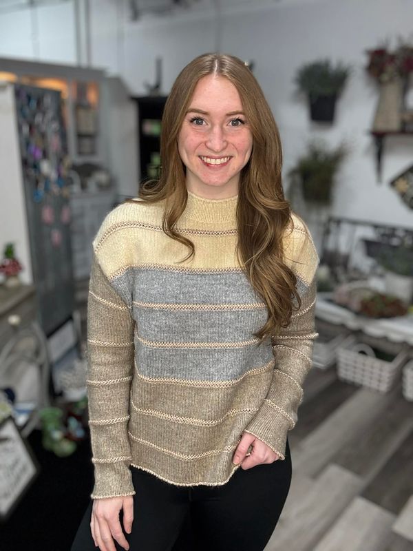 Oatmeal Metallic Colorblock Sweater