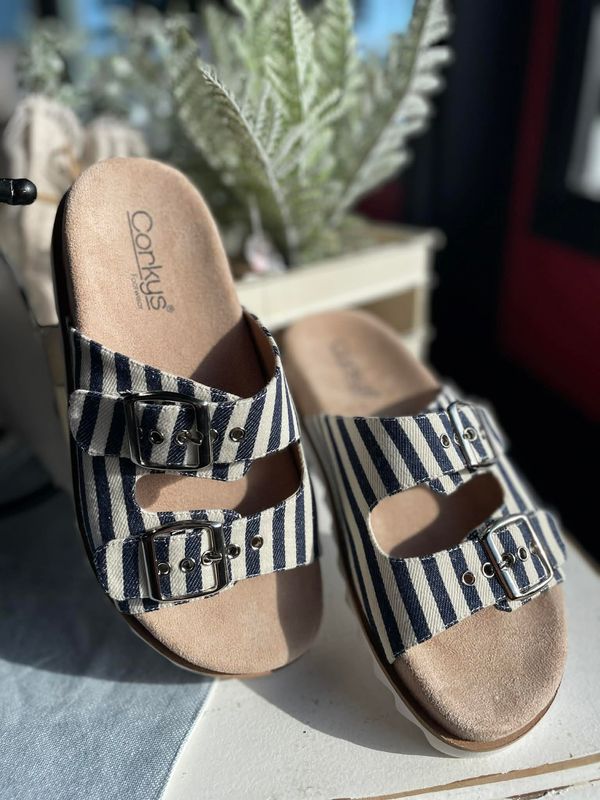 Navy Stripe Dash Sandal