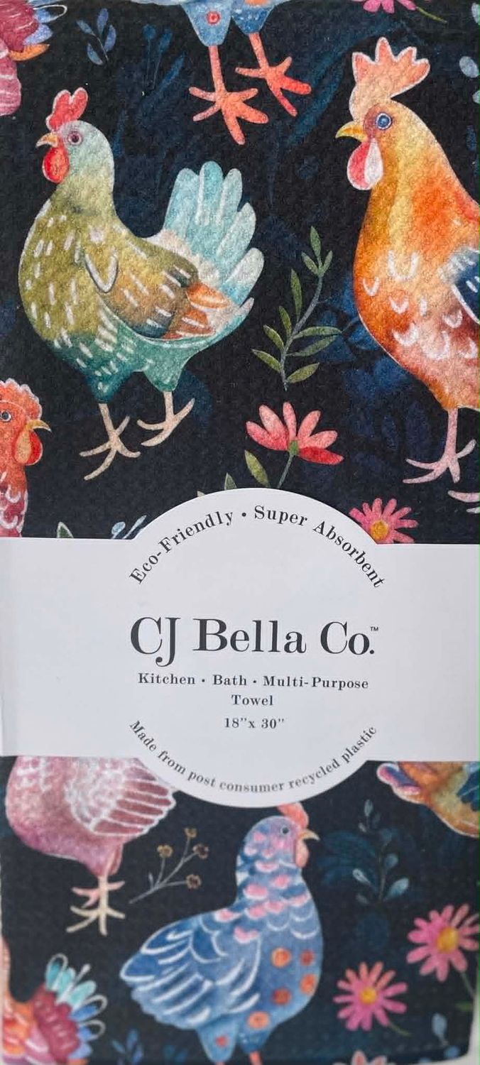 Chicken &amp; Flowers Eco-Friendly Towel