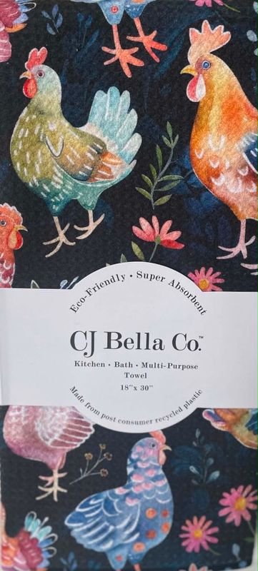 Chicken &amp; Flowers Eco-Friendly Towel
