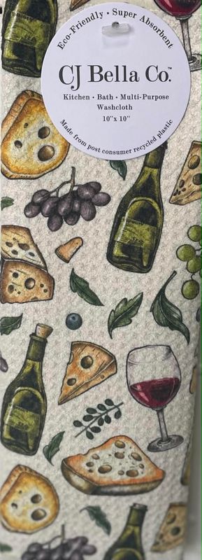 Wine &amp; Cheese Eco-Friendly Washcloth