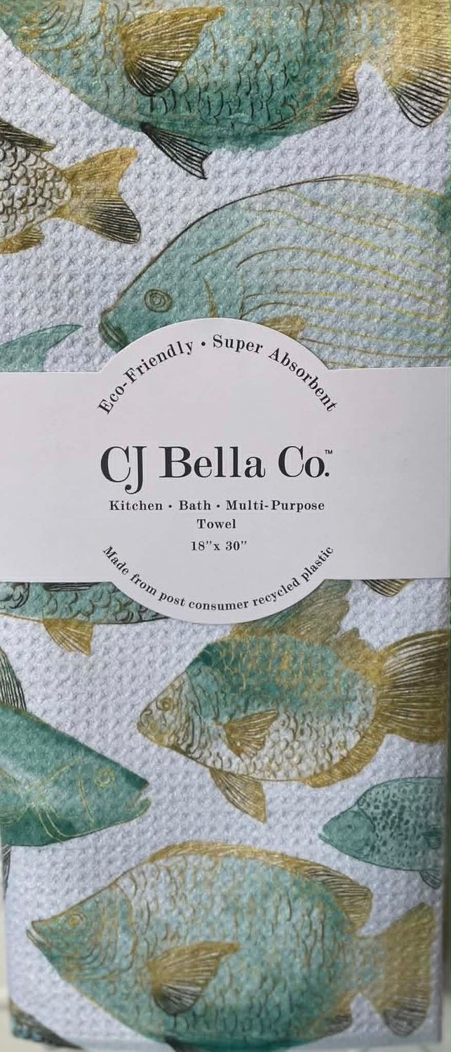 Fish Gold &amp; Teal Eco-Friendly Towel