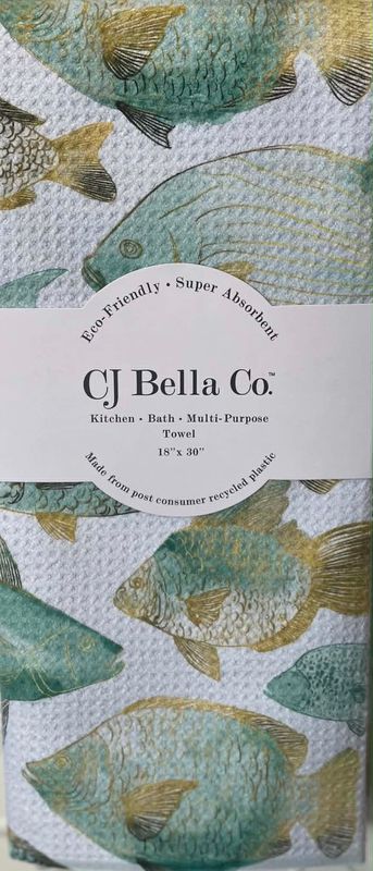 Fish Gold &amp; Teal Eco-Friendly Towel