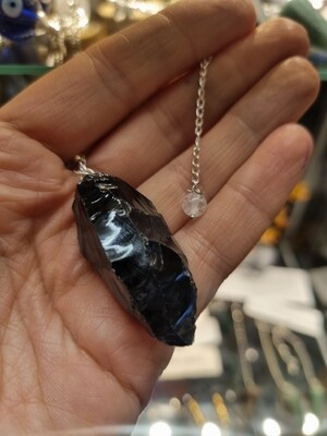 Black Obsidian Raw Pendulum