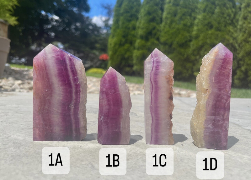 Purple Fluorite Half Polished Tower