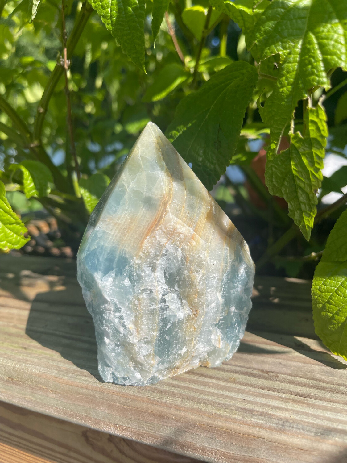 Lumerian Aquatine Calcite Half Polished Point