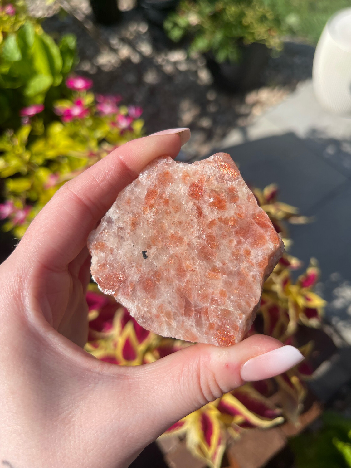 Flashy Half Polished Sunstone Slab