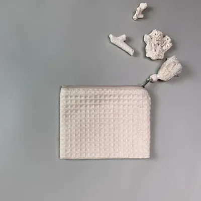 Kleine Tasche Waffelpiqué Creme oder Kamel