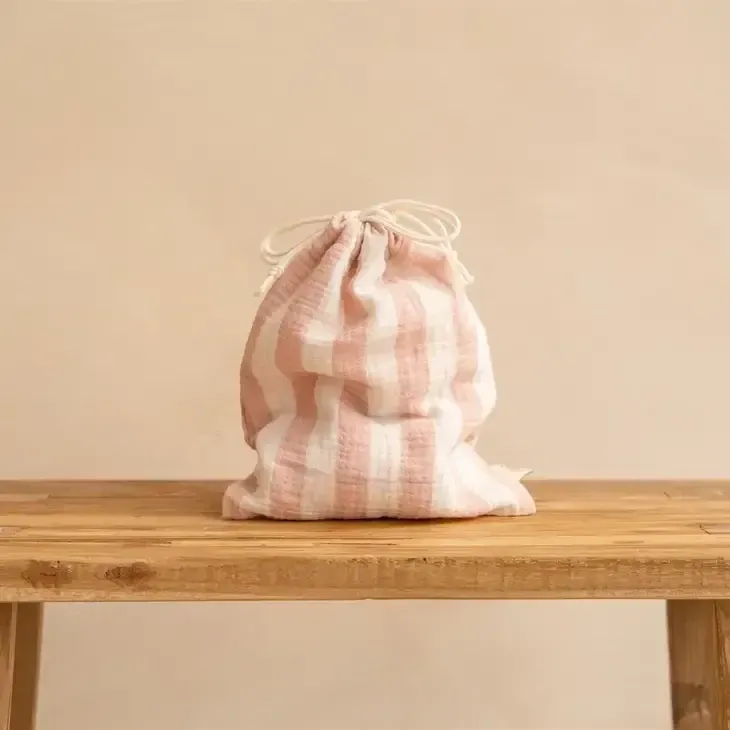 Gestreifter Beutel, Gaze aus Bio-Baumwolle