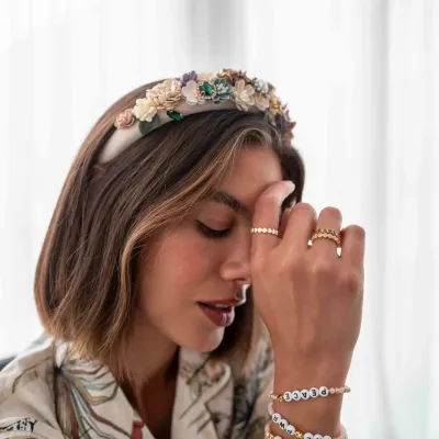 Haarreifen Flower Creme