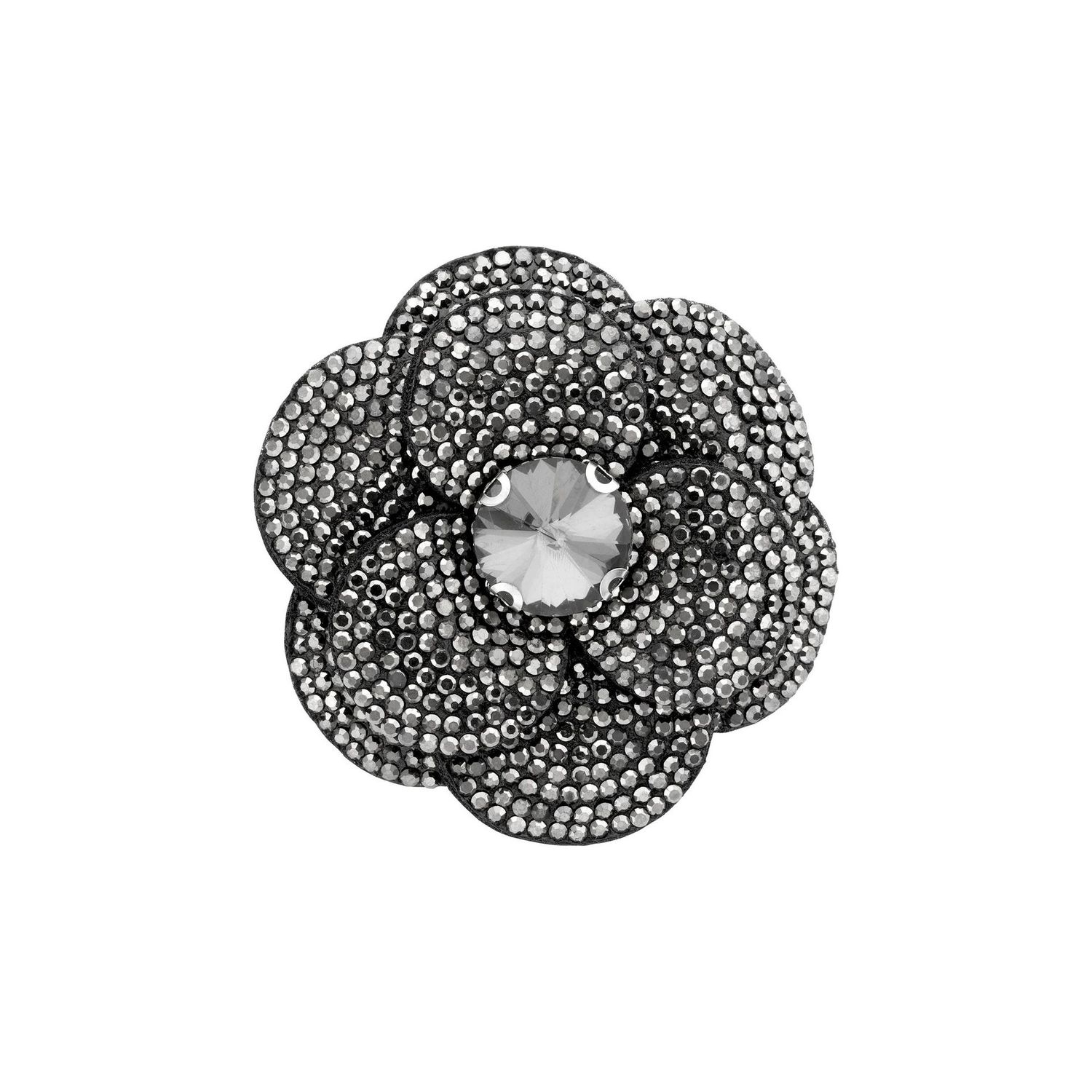 Glitzernde Brosche Blume Schwarz
