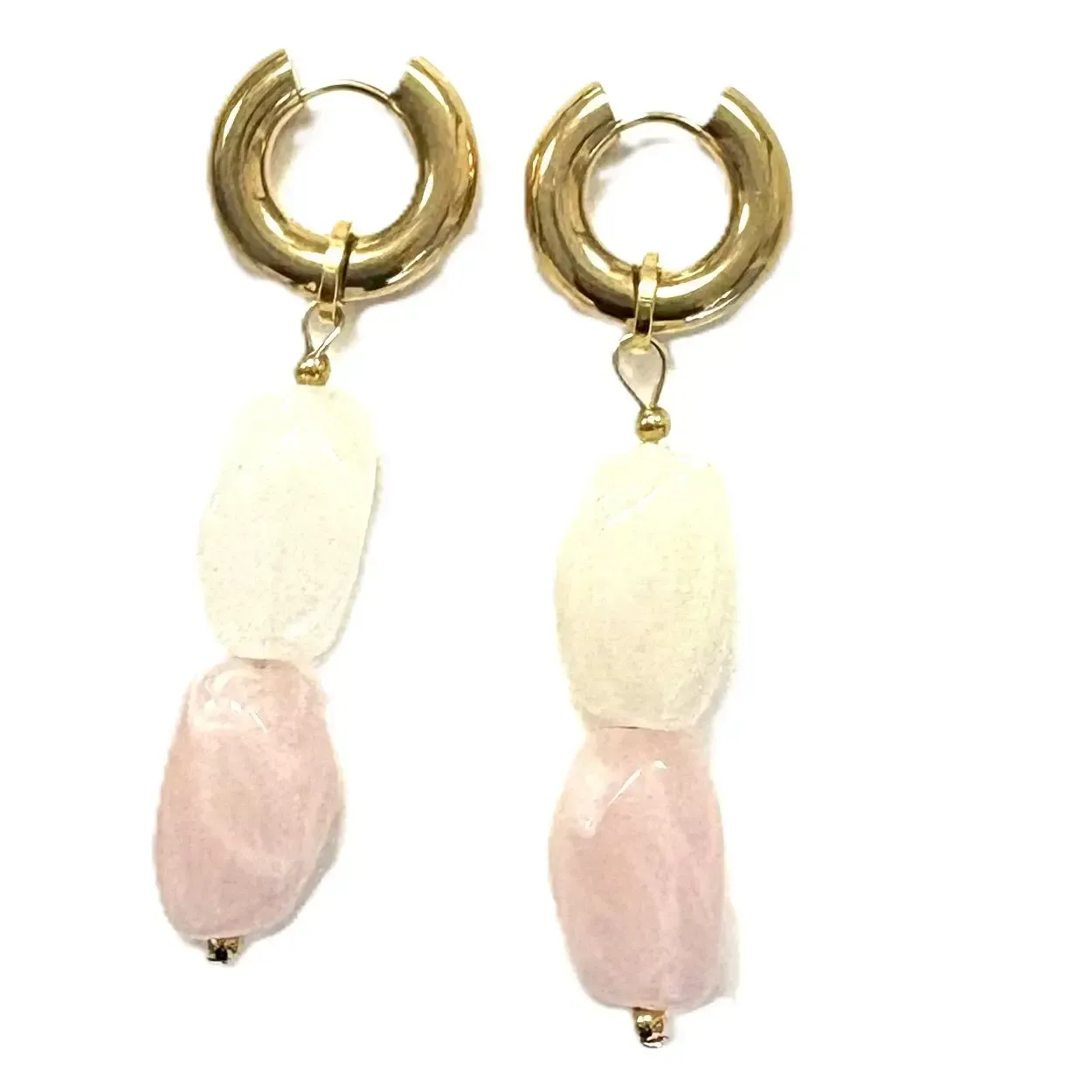 Ohrringe mit Acrylperlen rosa/weiß Ohrringe mit Acrylperlen rosa/weiß