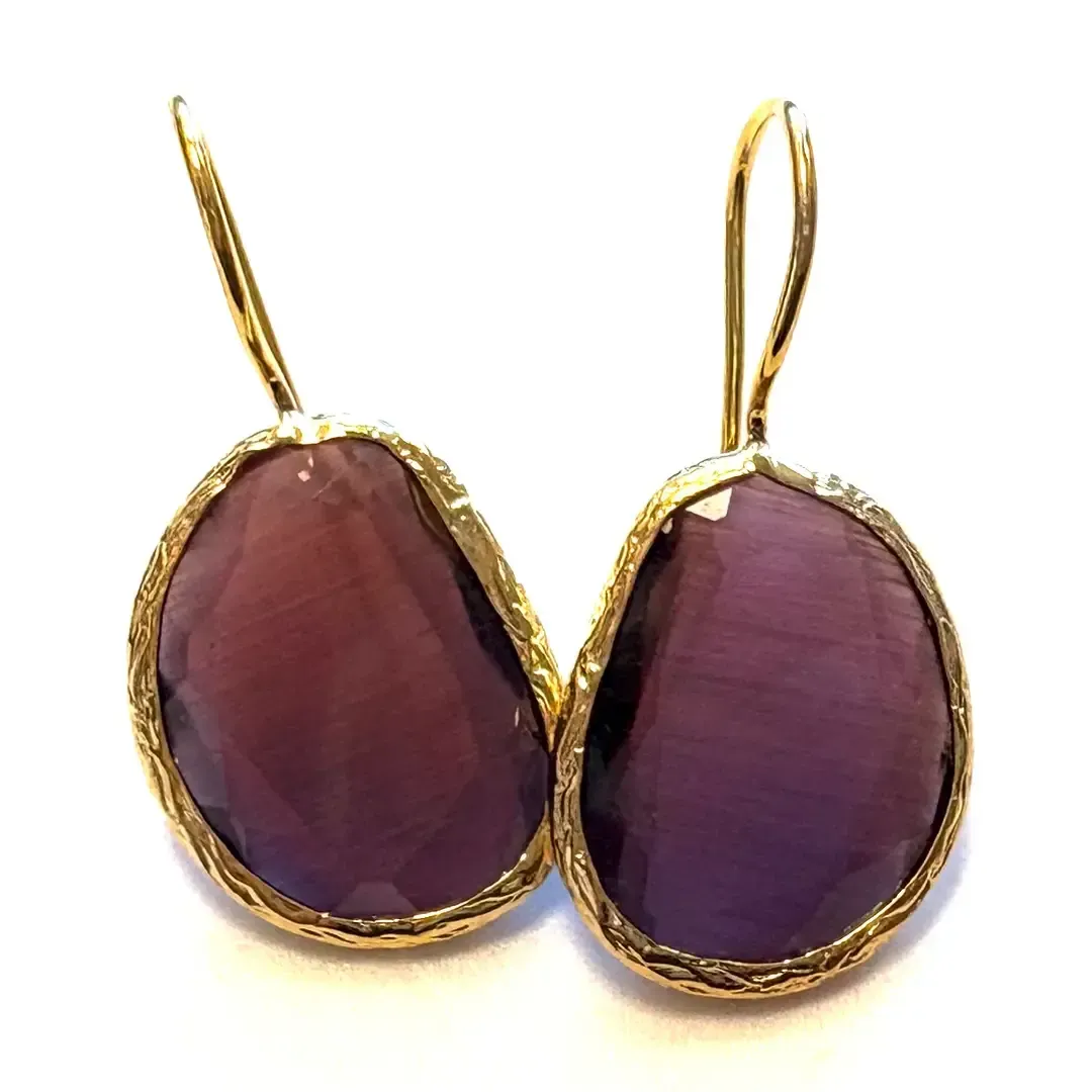 Ohrringe Cateye Stone braun