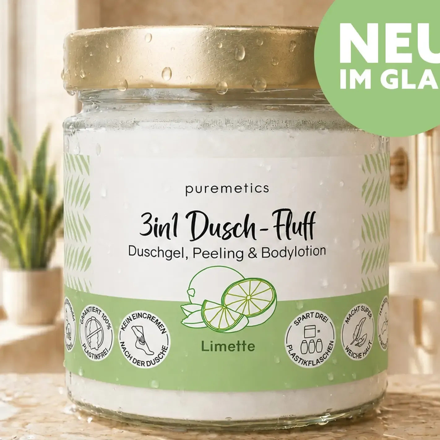 3in1 Dusch-Fluff 'Limette' - Glas