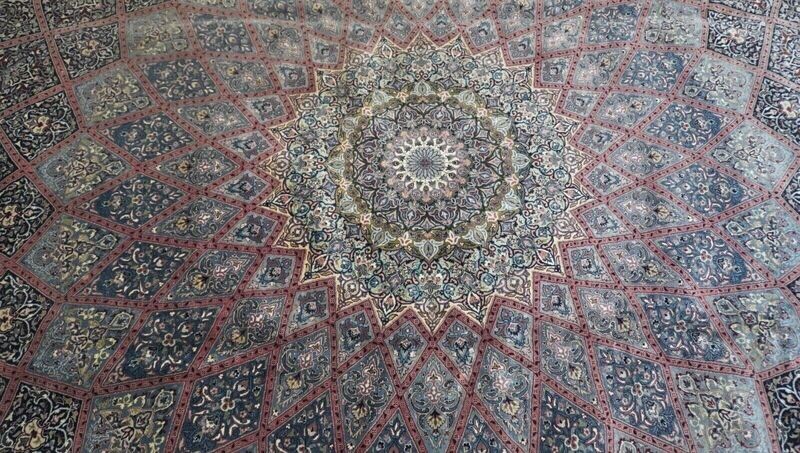Indo-Tabrizz Dome Design Signed 11'2" x 15'3"  Hand Knotted Wool Large Oriental Rug
