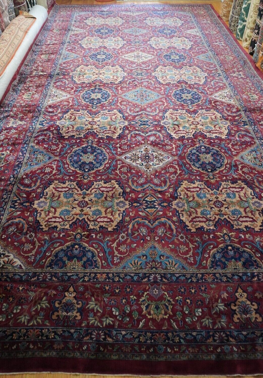 Magnificent Antique Agra Hand-knotted Wool India Palace Size Oriental Rug 13' x 26'