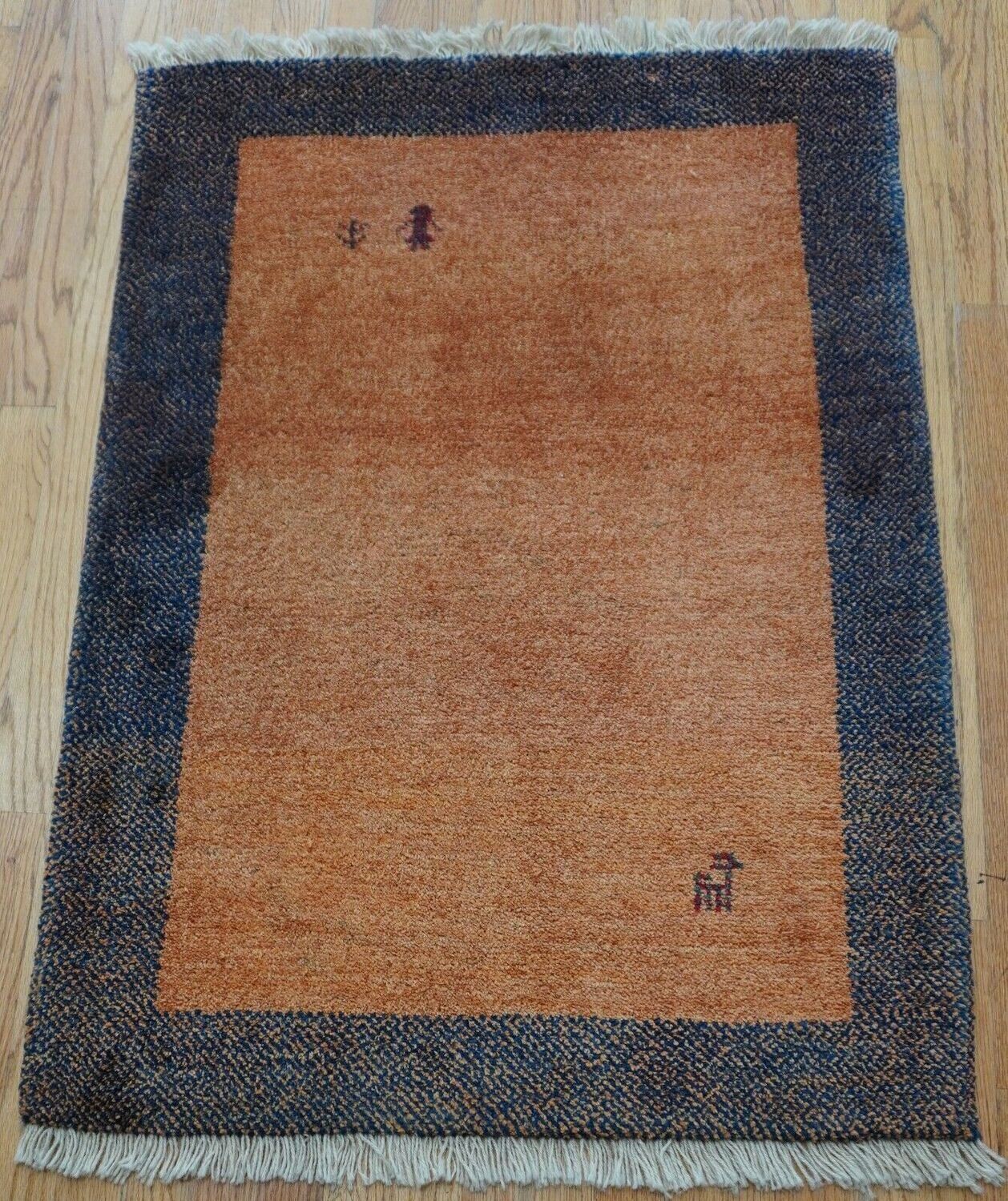 2'9" x 4' Gabbeh Hand Knotted Pictorial Goats Wool Oriental Rug