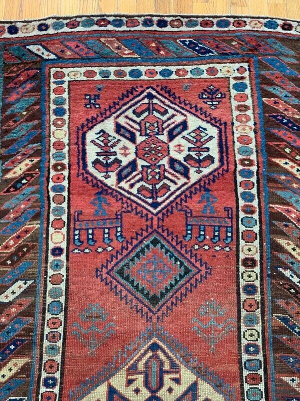 3'7"x10' Antique Caucasian Tribal Hand-Knotted Wool Runner Oriental Rug Cleaned