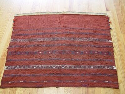 Antique 1880s Turkmen 9 Line Bag-Face Hand Woven 3' x 3'6"  Wool Textile