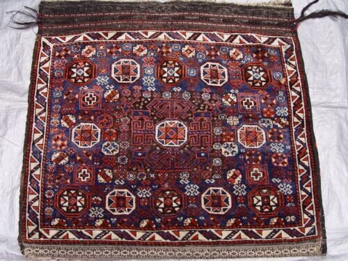 3' x 3' Antique Persian Baluch Saddle-Bag Tribal Hand Knotted 100% Wool Rug