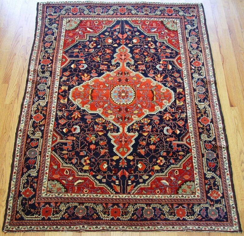 4'10" x 7' ANTIQUE 1900s PERSIAN SAROUK HAND KNOTTED WOOL ORIENTAL RUG