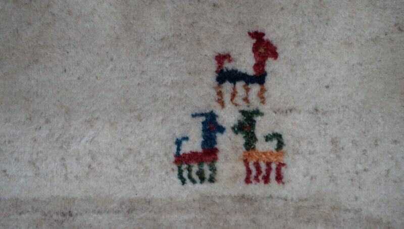 4'3" x 6' Persian Gabbehh Hand-Knotted Tribal Wool Rug Trees Goats
