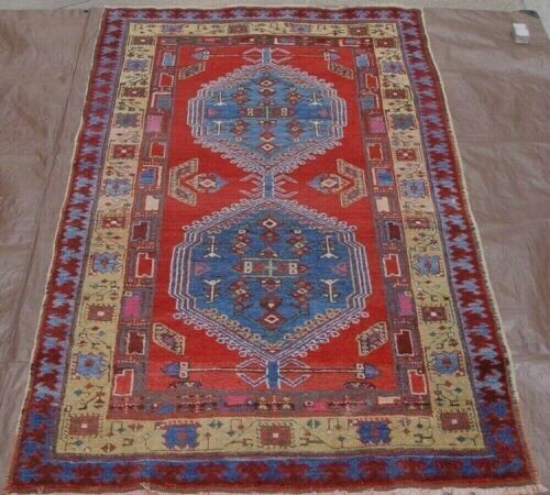 4'3" x 7' ANTIQUE PERSIAN KURDISH TRIBAL HAND KNOTTED WOOL RUG