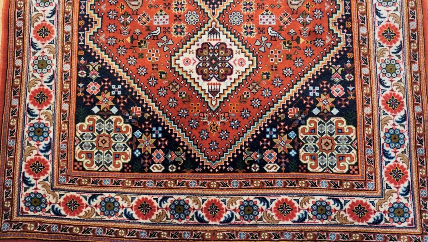 4' x 6' New Abadehh Qashqaii Hand-Knotted Wool Rug with Birds