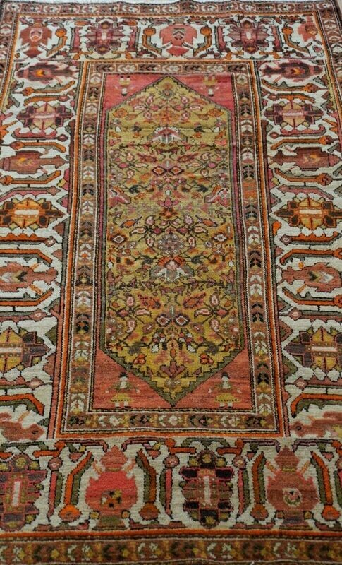 4' x 7' ANTIQUE KURDISH PICTORIAL HANDMADE WOOL TRIBAL PRIMITIVE ORIENTAL RUG