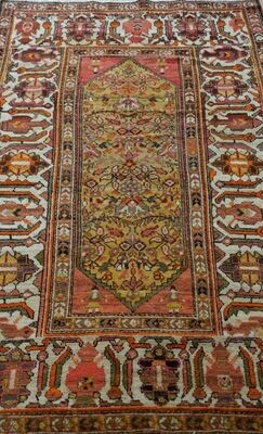 4' x 7' ANTIQUE KURDISH PICTORIAL HANDMADE WOOL TRIBAL PRIMITIVE ORIENTAL RUG