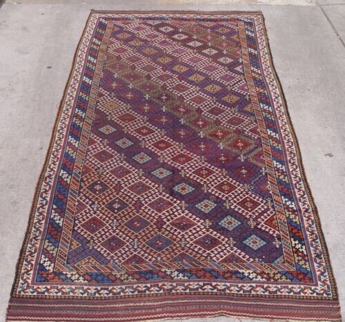 Antique Caucasian Hand Knotted Wool Veg. Dyes Tribal Rug 5' x 10'