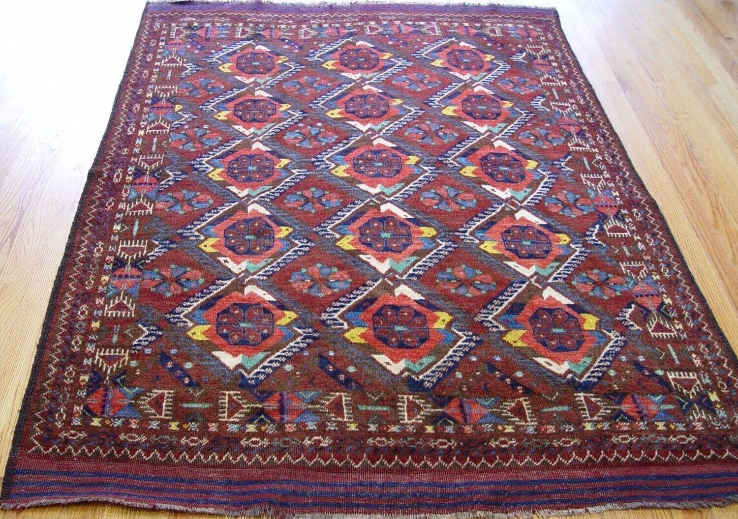 5' x 7' Antique Turkmen Esari Tribal Hand Knotted Wool Vintage Rug
