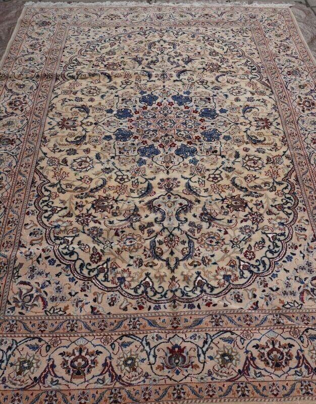 6'9" x 10'9" PERSIAN NAIN WOOL & SILK FLORAL VINTAGE PREMIUM QUALITY  RUG